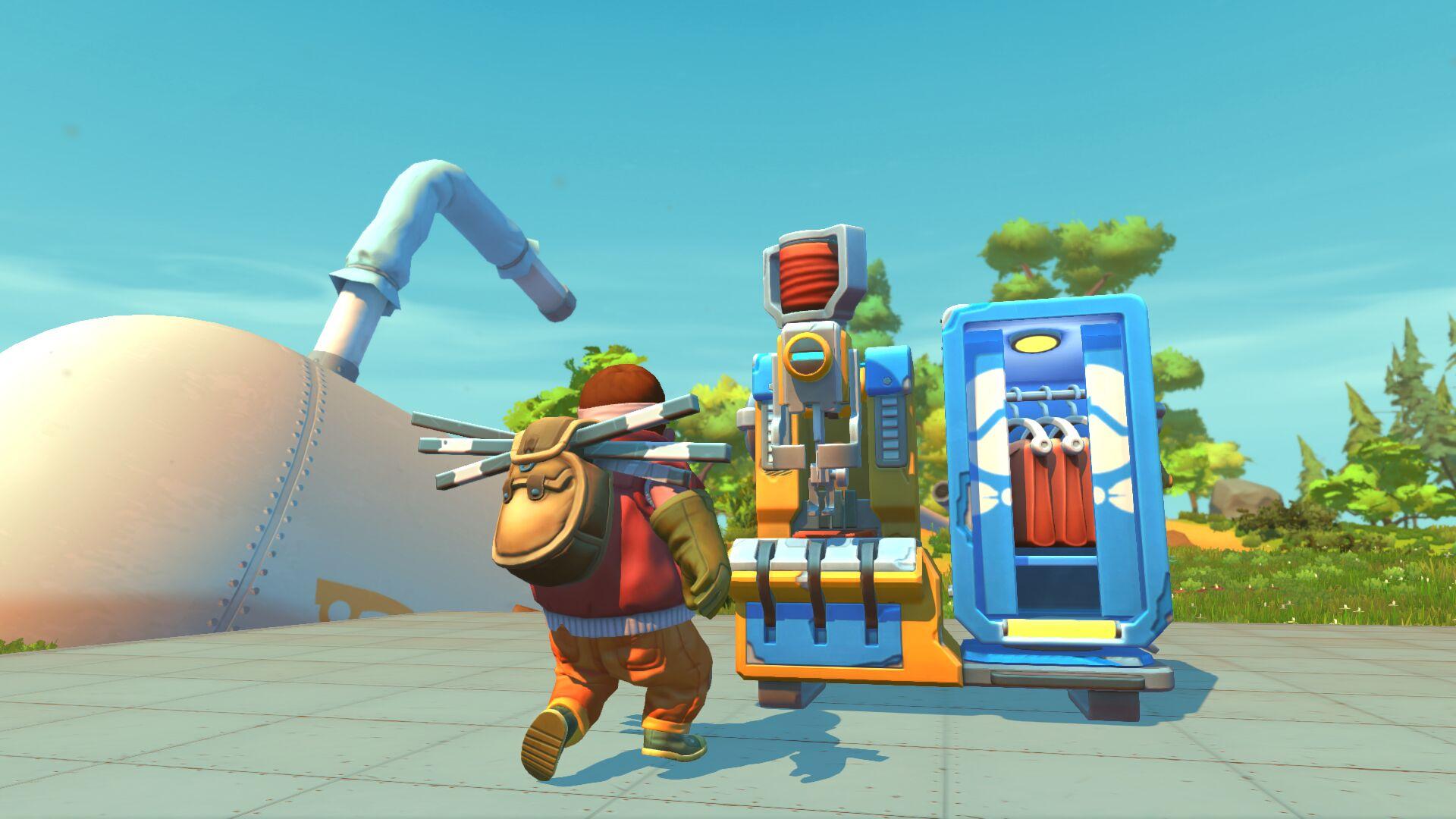Mechanic beside a Craftbot-style crafting station in Scrap Mechanic